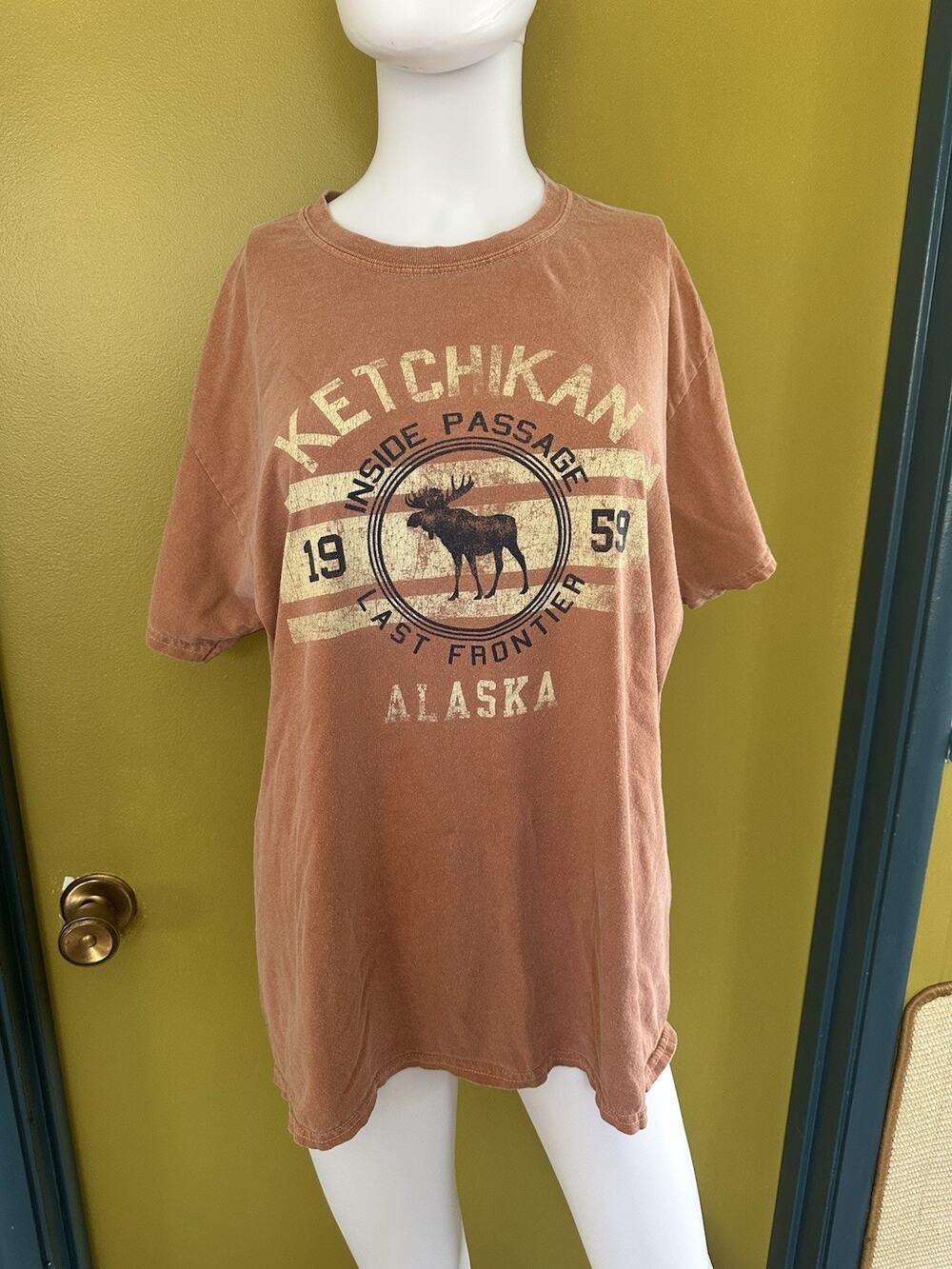 Ketchikan Alaska T Shirt. Terracotta color. Large.